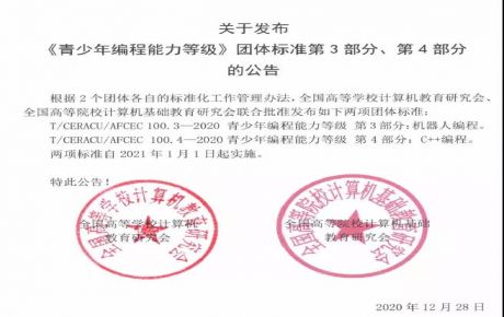 韓端科技參與起草編制的《青少年編程能力等級》系列團體標準第3、4部分正式發布!